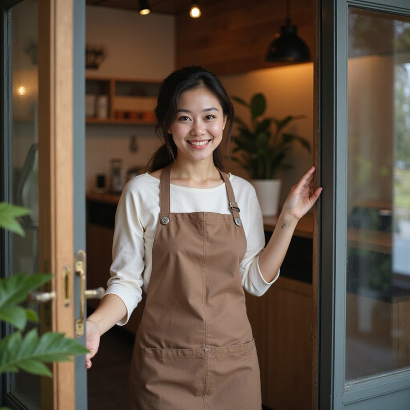 Belle welcoming guests to Bubbs & Bites