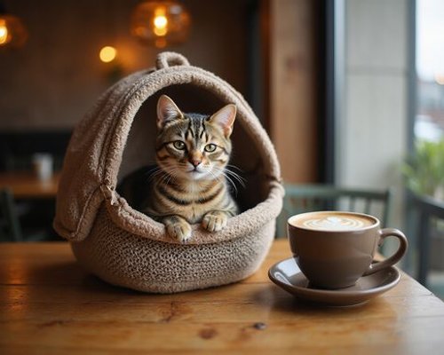 Cat in carrier at Bubbs & Bites